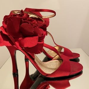 Nina Red Floral Dress Sandals